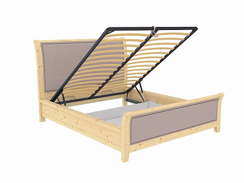 Деревянная кровать Dublin с подъемным механизмом - Уютная кровать со встроенным основанием и подъемным механизмом с мягкими элементами.