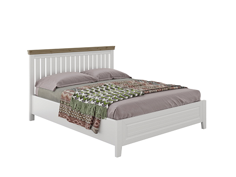 Двуспальная кровать с высоким изголовьем Olivia - Кровать из массива с контрастной декоративной планкой.