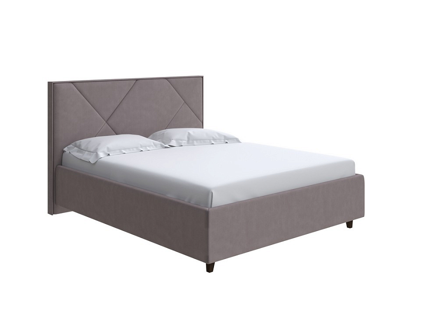 Кровать Tessera Grand 80x190 Ткань: Рогожка Тетра Слива - Мягкая кровать с высоким изголовьем и стильными ножками из массива бука