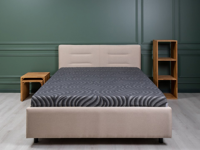 Кровать Nuvola-8 NEW 160x190 Ткань: Рогожка Тетра Голубой - Кровать в лаконичном стиле с горизонтальной отстрочкой  в изголовье