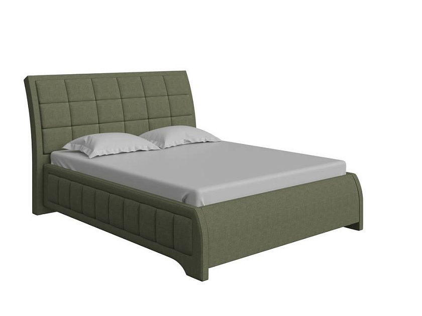 Кровать Foros 160x200 Ткань: Рогожка Тетра Яблоко - Кровать необычной формы в стиле арт-деко.