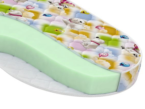 Тонкий матрас Oval Baby Sweet - Двустороний детский матрас для овальной кровати.