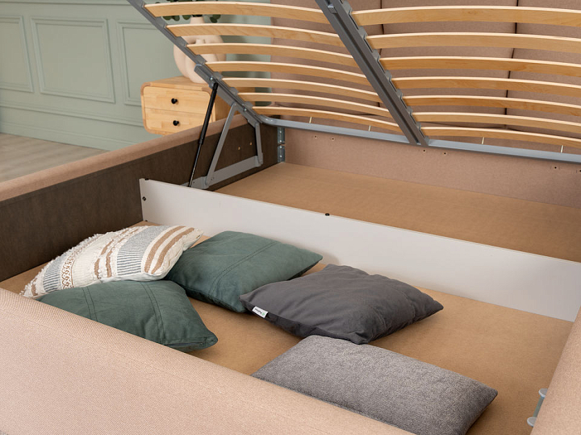 Кровать Malina 120x200 Ткань: Рогожка Тетра Ореховый - Изящная кровать без встроенного основания из массива сосны с мягкими элементами.