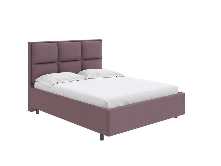Кровать Malina 90x190 Ткань: Рогожка Тетра Слива - Изящная кровать без встроенного основания из массива сосны с мягкими элементами.