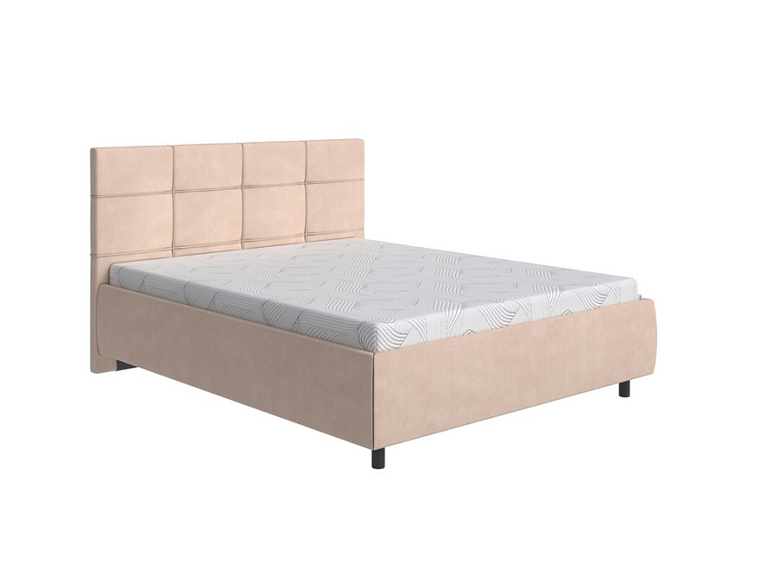 Кровать New Life 90x190 Ткань: Рогожка Тетра Имбирь - Кровать в стиле минимализм с декоративной строчкой