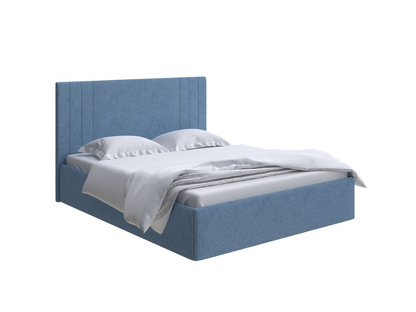Кровать Liberty 160x200 Ткань: Жаккард Tesla Деним - Аккуратная мягкая кровать в обивке из мебельной ткани