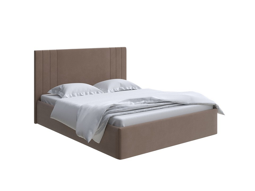 Кровать Liberty 160x200 Ткань: Велюр Forest 514 Светло-коричневый - Аккуратная мягкая кровать в обивке из мебельной ткани