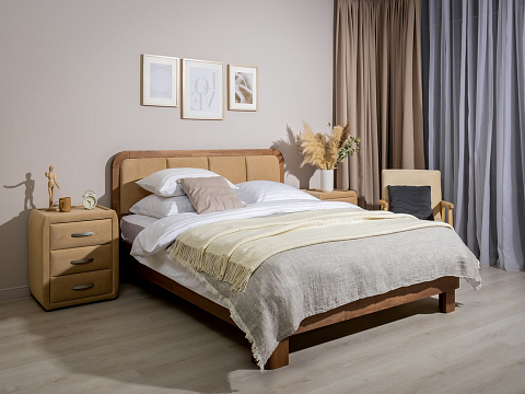Кровать с мягким изголовьем Hemwood - Кровать из натурального массива сосны с мягким изголовьем