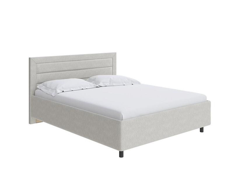 Кровать Next Life 2 80x190 Ткань: Рогожка Levis 14 Бежевый - Cтильная модель в стиле минимализм с горизонтальными строчками