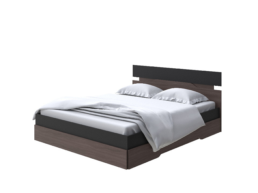 Кровать Milton 90x200 ЛДСП Черный/Ясень Шимо Темный - Современная кровать с оригинальным изголовьем.