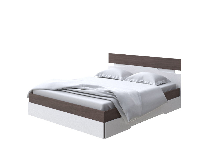 Кровать Milton 120x200 ЛДСП Ясень Шимо Темный/Белый - Современная кровать с оригинальным изголовьем.