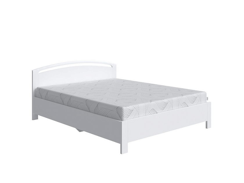 Кровать Веста 1-R с подъемным механизмом 160x220 Массив (сосна) Белая эмаль - Современная кровать с изголовьем, украшенным декоративной резкой
