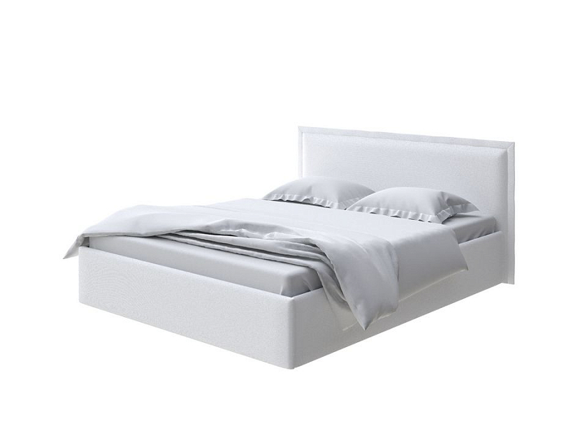 Кровать Aura Next 140x200 Ткань: Велюр Teddy Снежный - Кровать в лаконичном дизайне в обивке из мебельной ткани