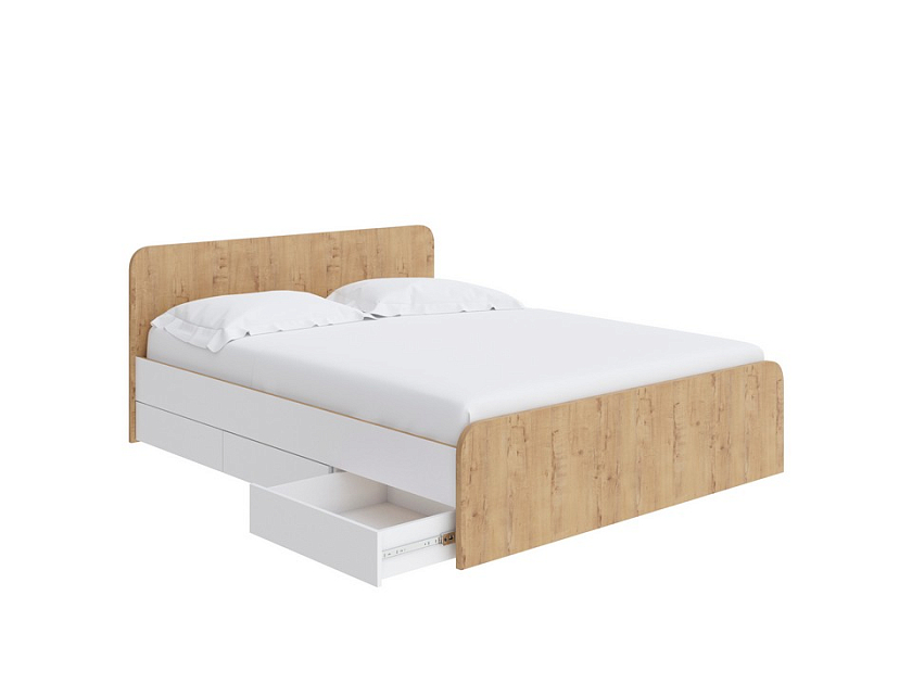 Кровать Way Plus 90x200 ЛДСП Бунратти/Белый Жемчуг - Кровать в современном дизайне в Эко стиле.