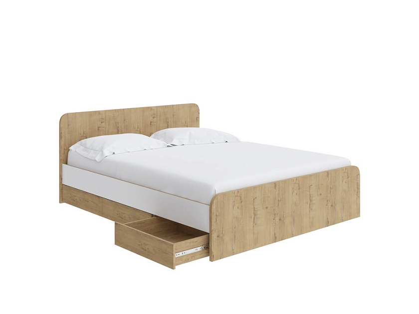 Кровать Way Plus 90x200 ЛДСП Бунратти/Белый Жемчуг - Кровать в современном дизайне в Эко стиле.