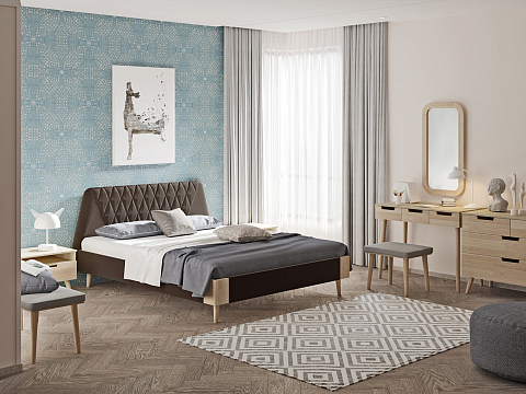 Кровать без основания Lagom Hill Soft - Оригинальная кровать в обивке из мебельной ткани.