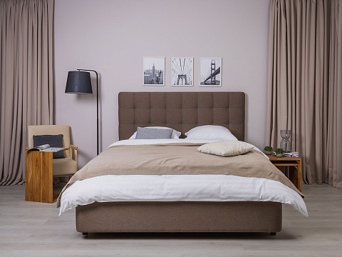 Двуспальная кровать из экокожи Leon - Современная кровать, украшенная декоративным кантом.