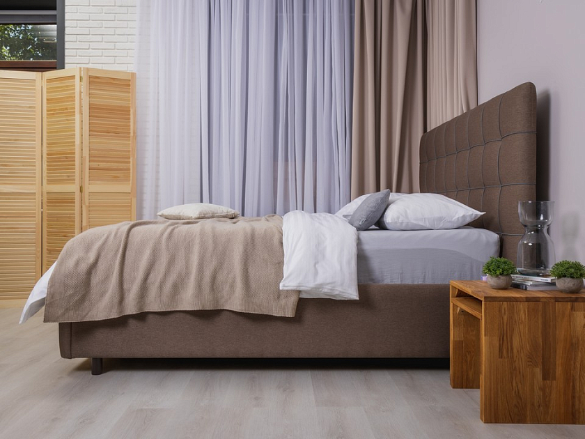 Кровать Leon 140x190 Экокожа/Ткань Тетра Мраморный/Серый - Современная кровать, украшенная декоративным кантом.