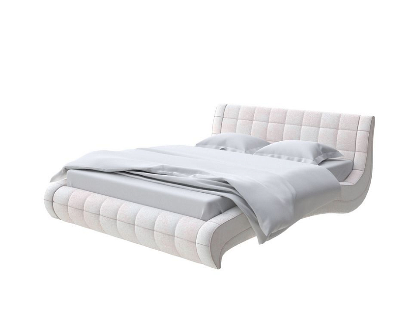 Кровать Nuvola-1 200x200 Ткань: Велюр Teddy Жемчужный - Кровать футуристичного дизайна из экокожи класса «Люкс».