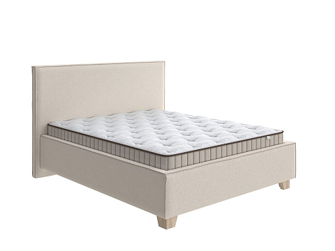 Кровать с высоким изголовьем Hygge Simple - Мягкая кровать с ножками из массива березы и объемным изголовьем