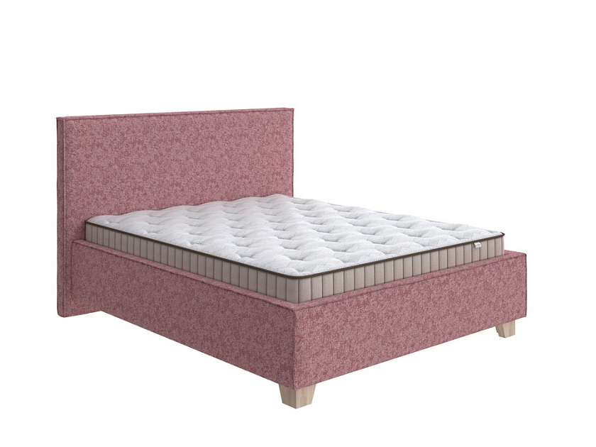 Кровать Hygge Simple 80x190 Ткань: Рогожка Levis 62 Розовый - Мягкая кровать с ножками из массива березы и объемным изголовьем
