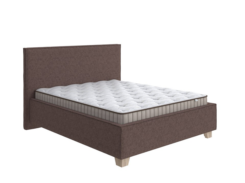 Кровать Hygge Simple 80x190 Ткань: Рогожка Levis 37 Шоколад - Мягкая кровать с ножками из массива березы и объемным изголовьем