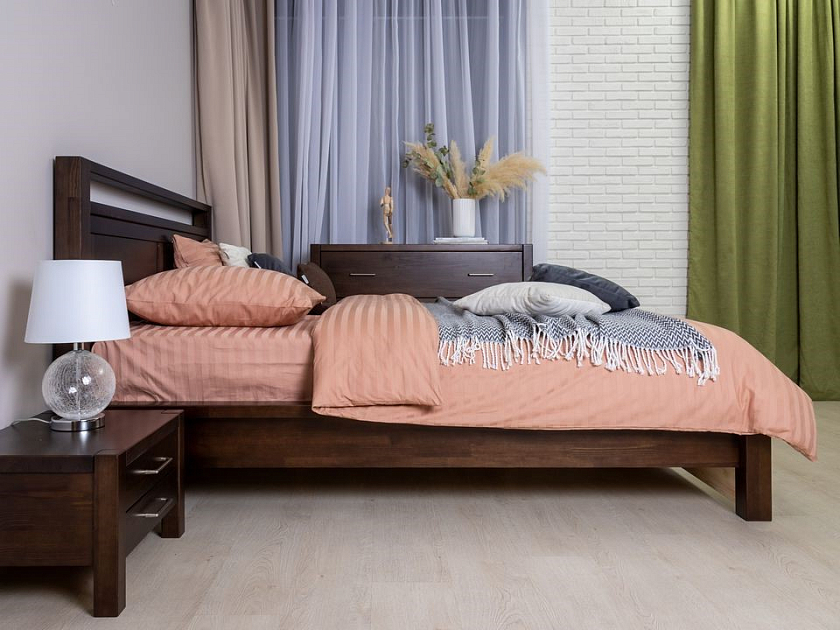 Кровать Fiord 200x220 Массив (сосна) Белая эмаль - Кровать из массива с декоративной резкой в изголовье.