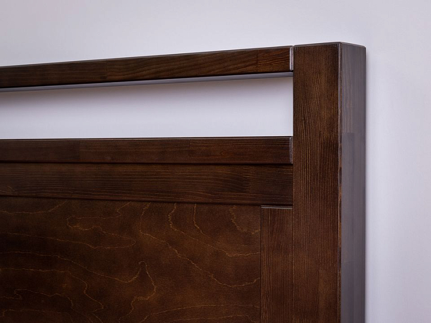 Кровать Fiord 180x220 Массив (сосна) Орех - Кровать из массива с декоративной резкой в изголовье.