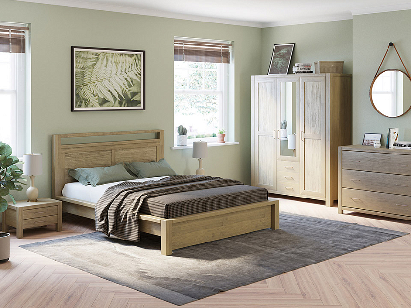 Кровать Fiord 160x200 Массив (дуб) Антик - Кровать из массива с декоративной резкой в изголовье.