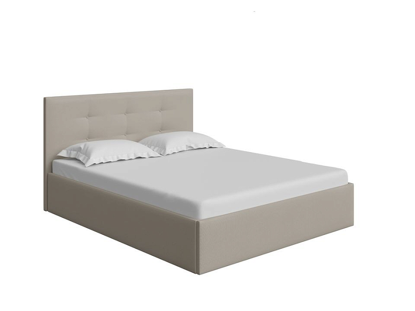 Кровать Forsa 140x200 Ткань: Рогожка Тетра Бежевый - Универсальная кровать с мягким изголовьем, выполненным из рогожки.