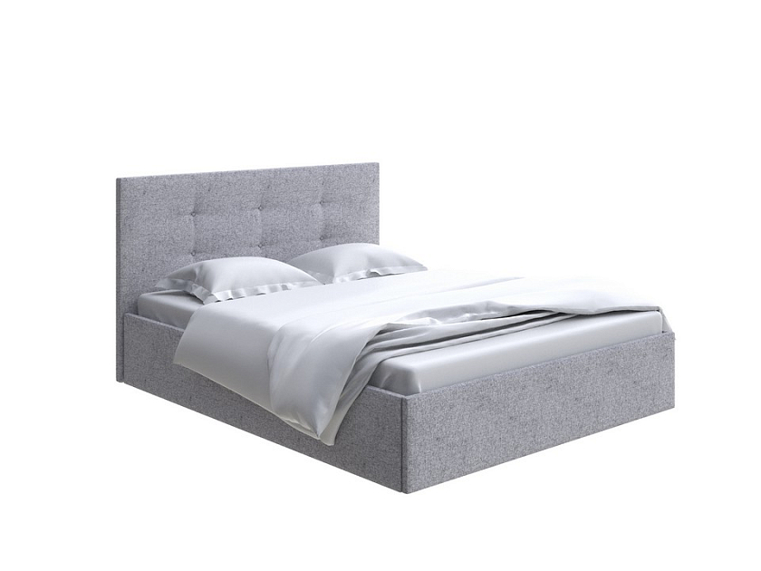 Кровать Forsa 160x200 Ткань: Жаккард Tesla Стальной - Универсальная кровать с мягким изголовьем, выполненным из рогожки.
