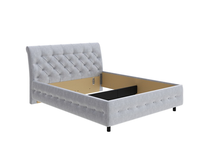 Кровать Next Life 4 160x200 Ткань: Рогожка Levis 83 Светло-Серый - Классическая кровать с изогнутым изголовьем и глубокой пиковкой