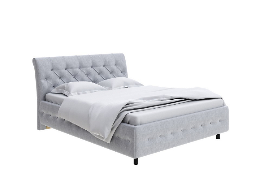 Кровать Next Life 4 160x200 Ткань: Рогожка Levis 83 Светло-Серый - Классическая кровать с изогнутым изголовьем и глубокой пиковкой