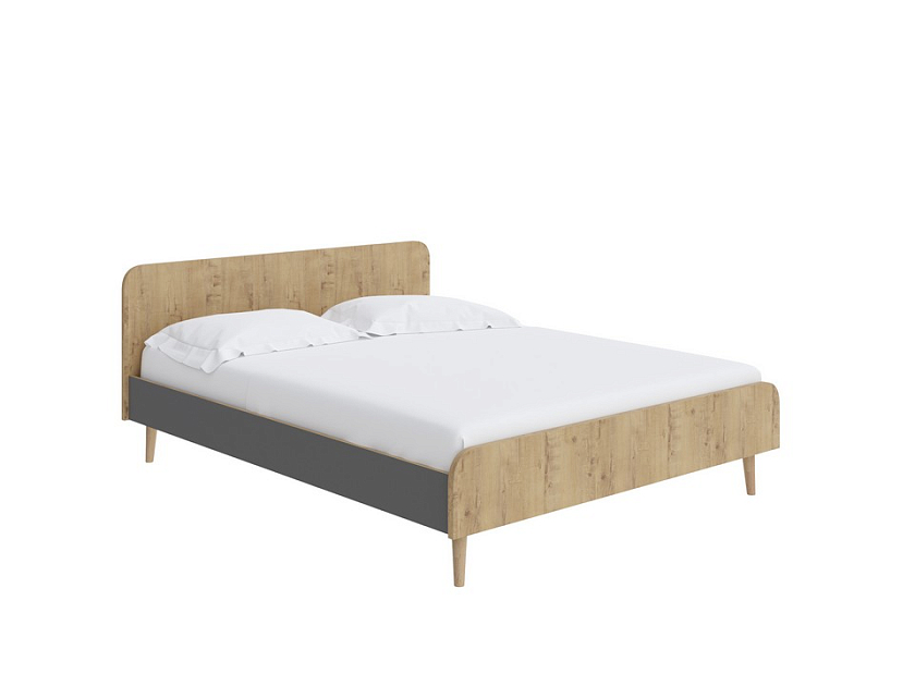 Кровать Way 160x200 ЛДСП Бунратти/Вулканический серый - Компактная корпусная кровать на деревянных опорах