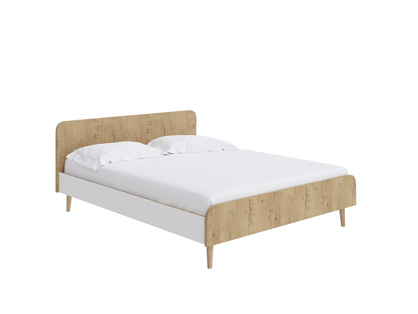 Кровать Way 120x200 ЛДСП Бунратти/Белый Жемчуг - Компактная корпусная кровать на деревянных опорах