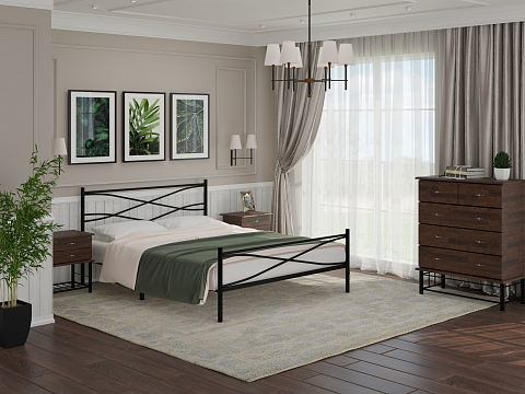 Кровать 160 на 200 Страйп - Изящная кровать с облегченной металлической конструкцией и встроенным основанием