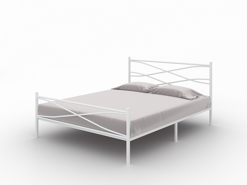 Кровать Страйп 160x200 Металл Белый - Изящная кровать с облегченной металлической конструкцией и встроенным основанием