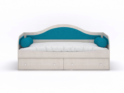 Кровать с мягким изголовьем Lori - Детская кровать со встроенным основанияем, 2 выкатными ящиками и 2 подушками-валиками