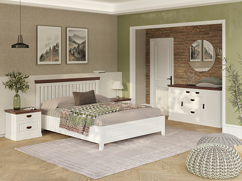 Двуспальная кровать с высоким изголовьем Olivia - Кровать из массива с контрастной декоративной планкой.
