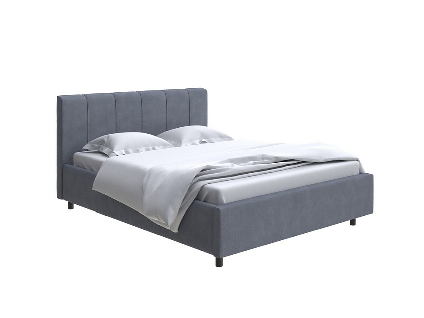 Кровать Nuvola-7 NEW 160x200 Ткань: Рогожка Тетра Графит - Современная кровать в стиле минимализм