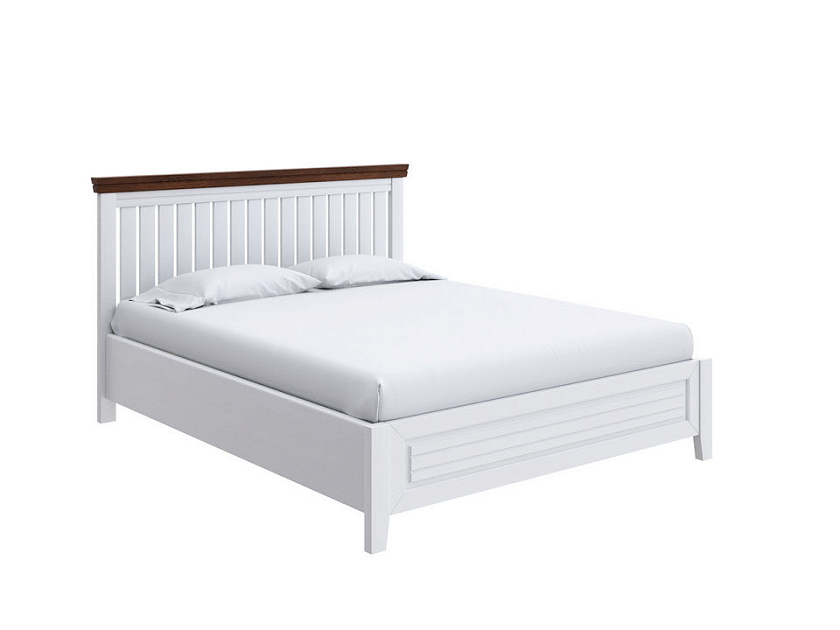 Кровать Olivia с подъемным механизмом 160x200 Массив (береза) Белая эмаль + Венге - Кровать с подъёмным механизмом из массива с контрастной декоративной планкой.