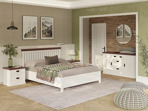 Двуспальная кровать с матрасом Olivia - Кровать из массива с контрастной декоративной планкой.