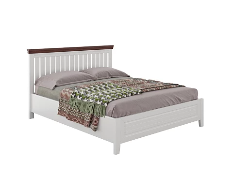 Двуспальная кровать с матрасом Olivia - Кровать из массива с контрастной декоративной планкой.